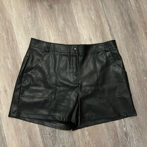 Primark Women Black Faux Leather Shorts